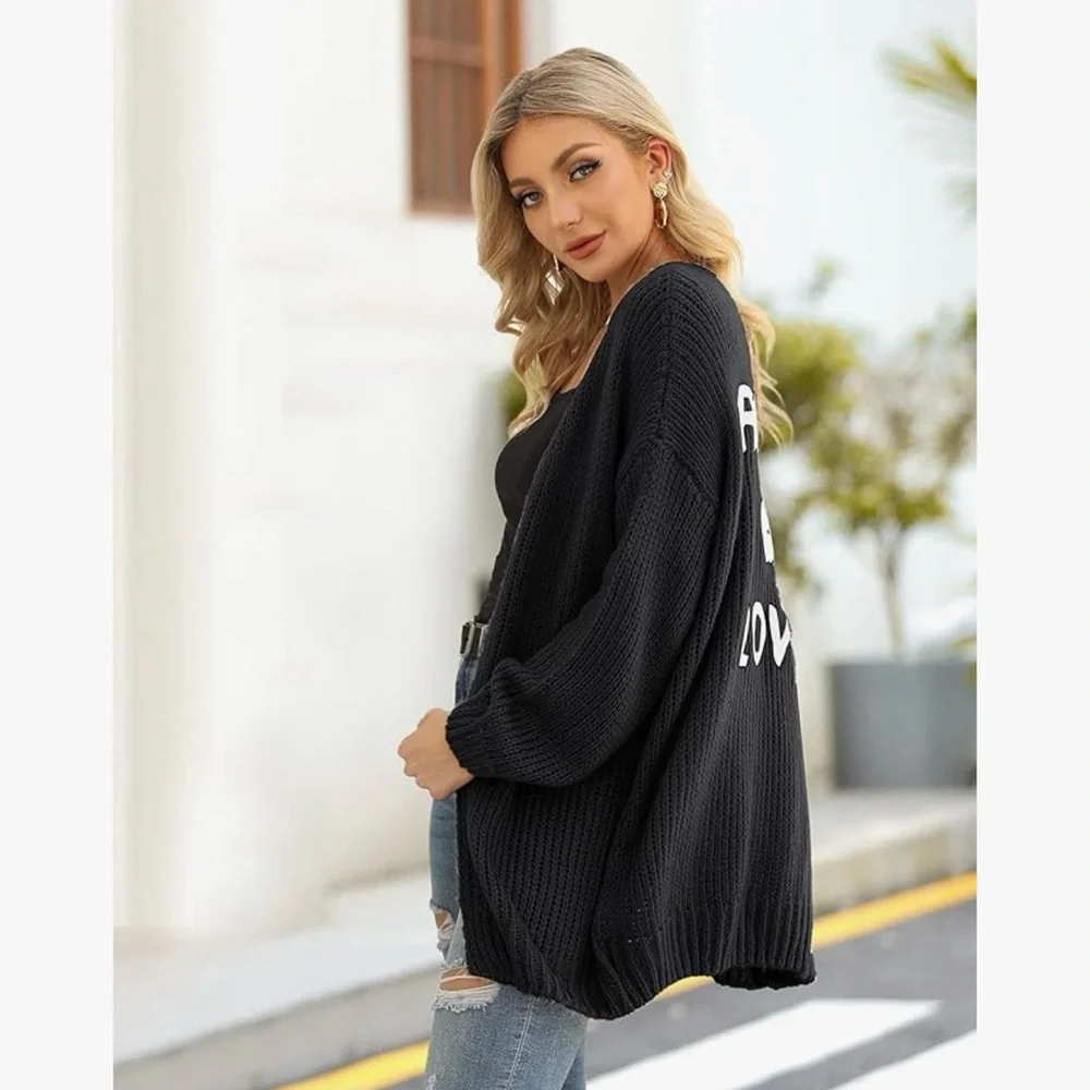 Prettygarden Amazon Black Rock & Love Women's Sweater cardigan - Picture 3 of 4